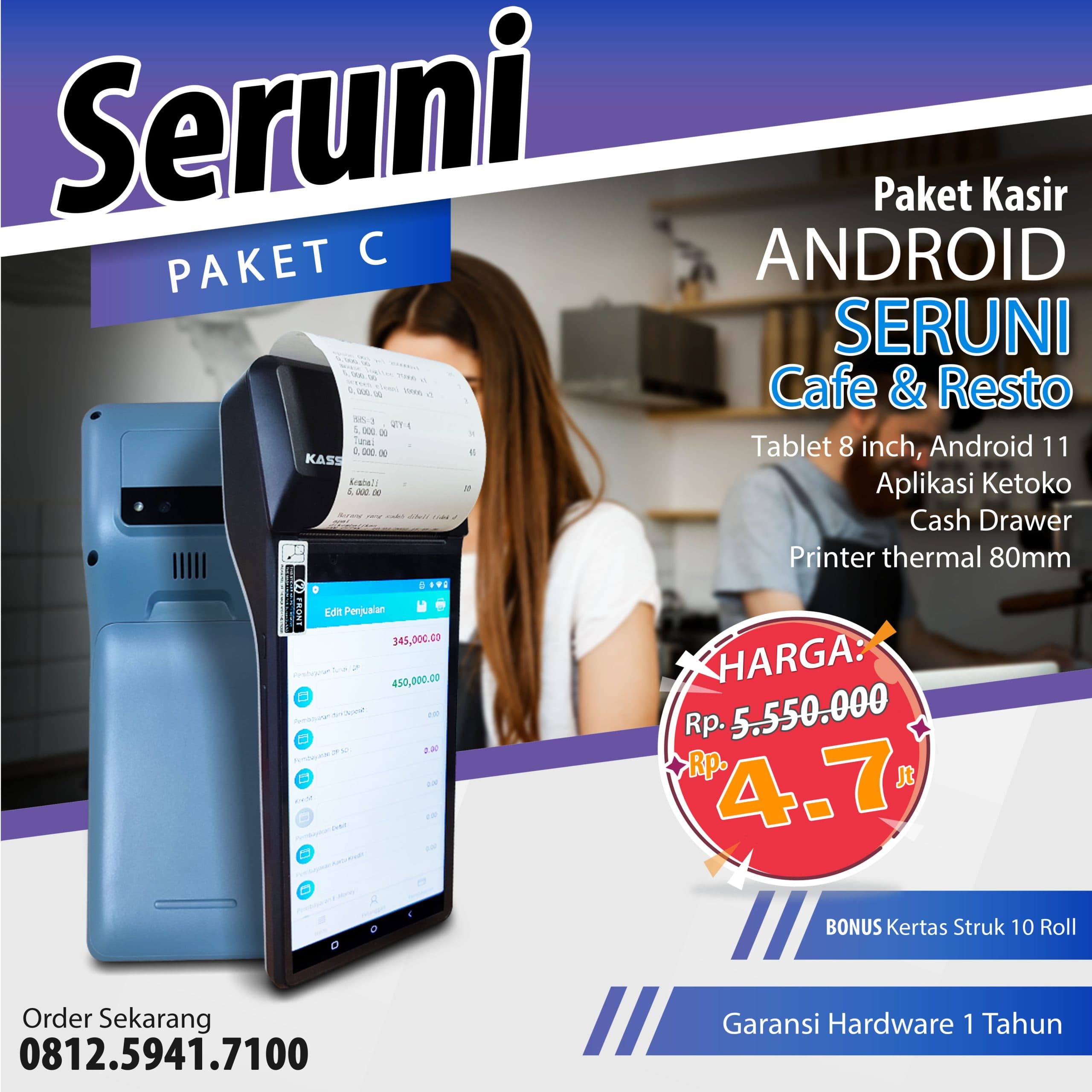 Mesin Kasir Android SERUNI Paket A Siap Pakai