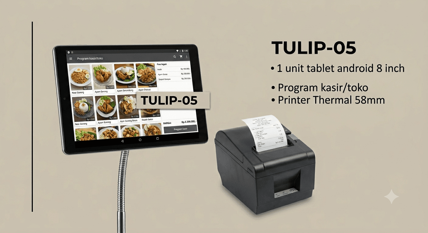 TULIP-05: POS Android Compact dengan Printer untuk Solusi Kasir Praktis