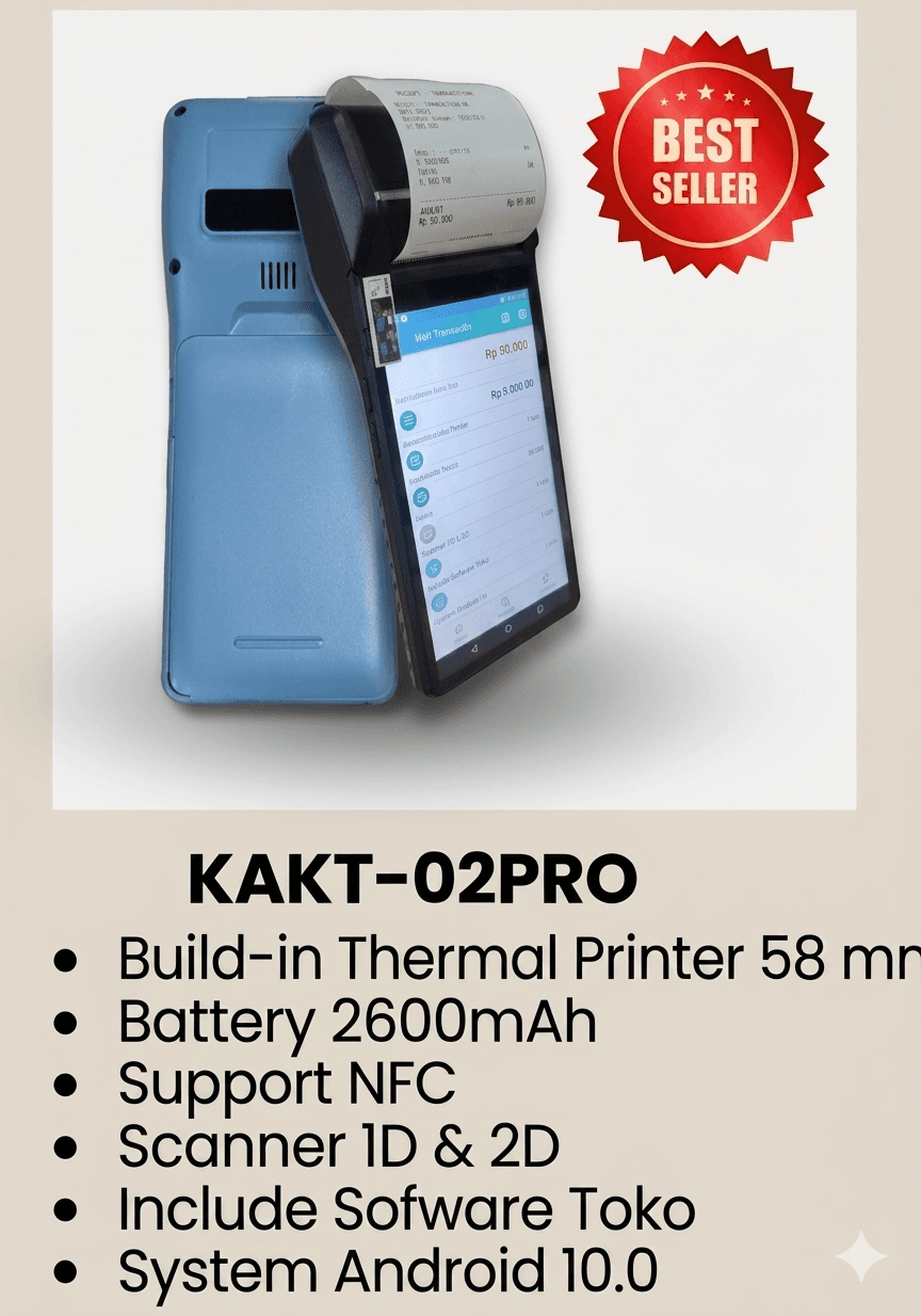 KAKT-02PRO: POS Android All-in-One dengan Printer dan Scanner untuk Bisnis Modern