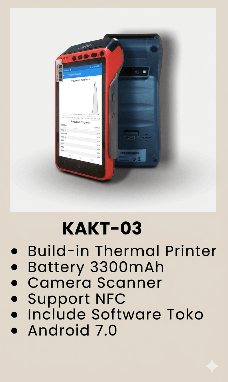 KAKT-03: Handheld POS Tangguh dengan Scanner dan Printer dalam Satu Genggaman