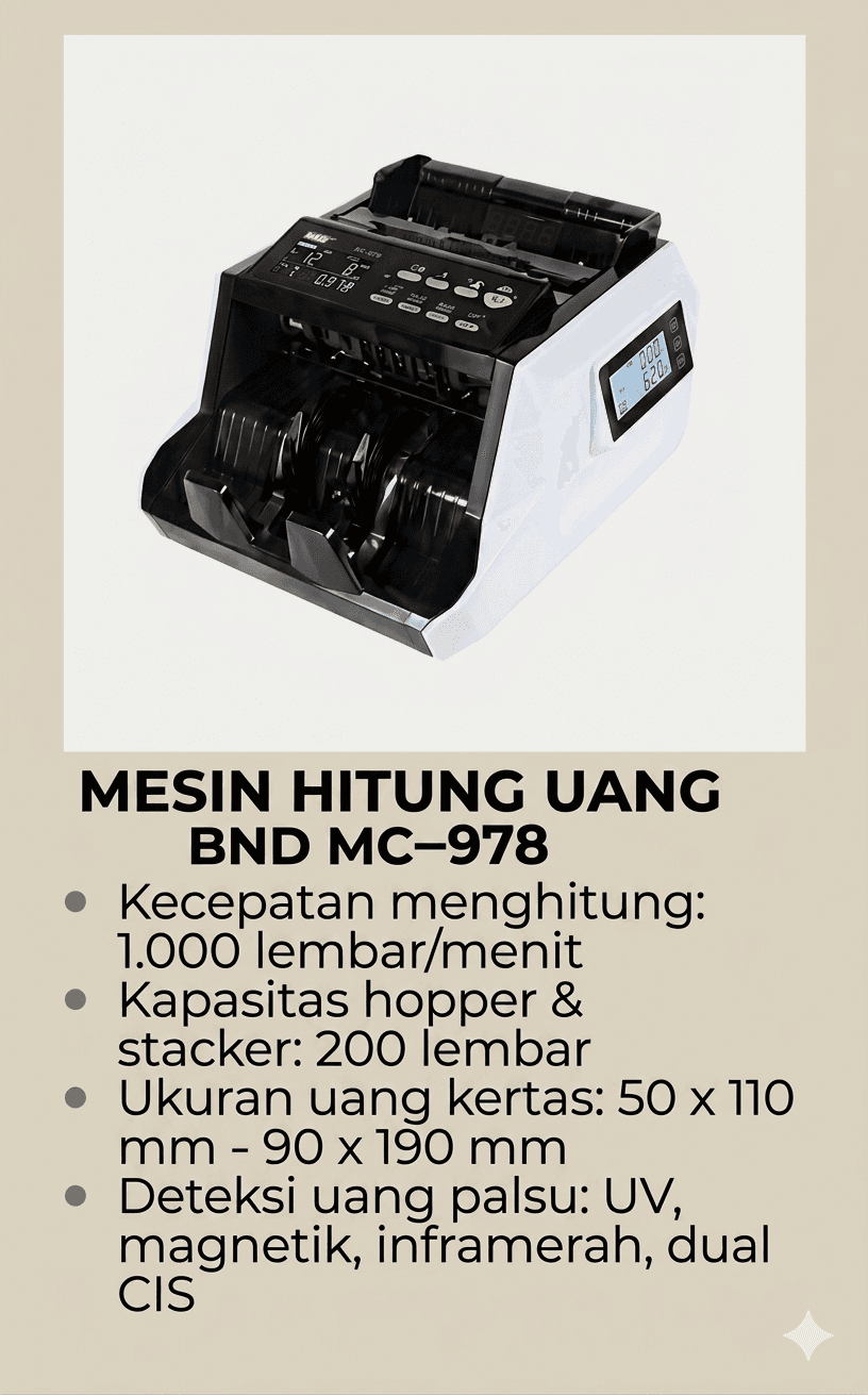 Akurasi Tanpa Kompromi: Bagaimana Teknologi Dual CIS pada BND MC-978 Memindai Uang Secara Sempurna