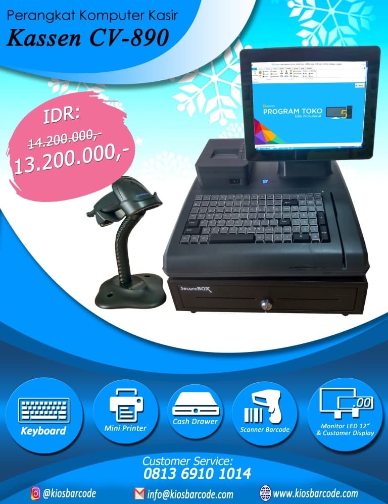Promo Paket Perangkat Kasir Ideal KASSEN CV890 Tinggal Pakai