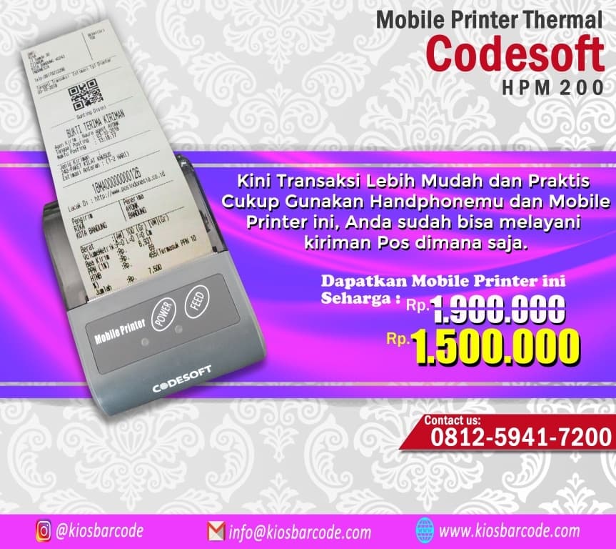 Jual Mobile Printer Codesoft HPM 200