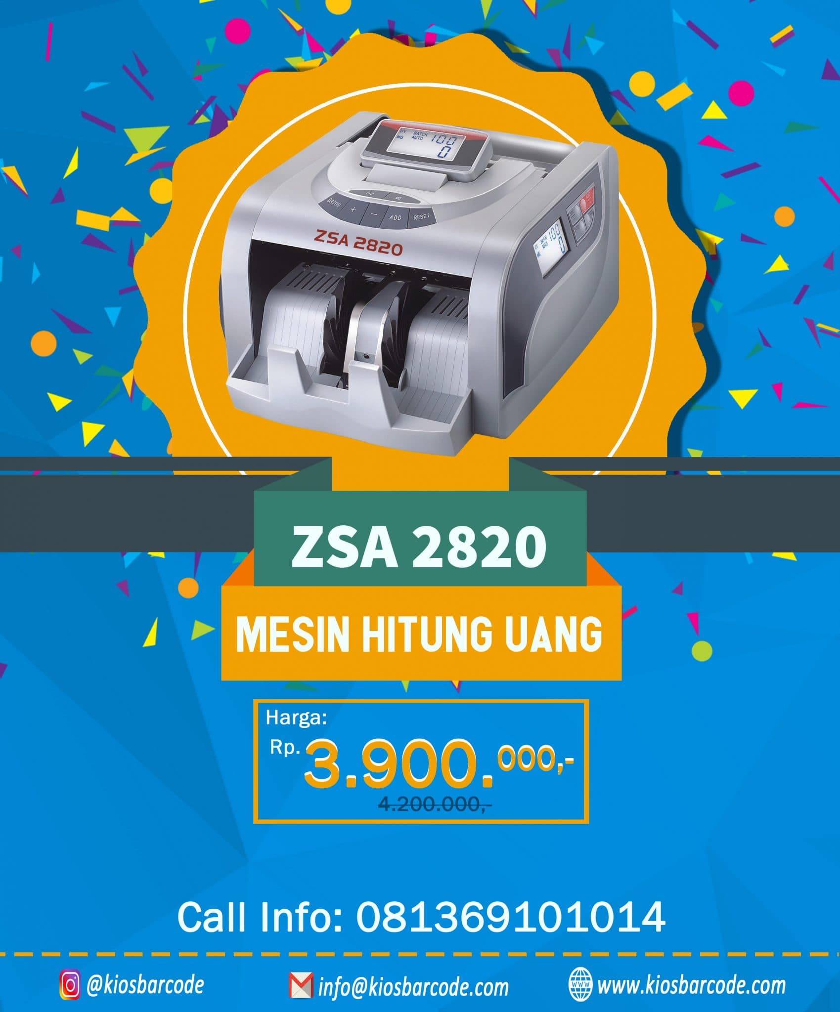 Jual Mesin Penghitung Uang ZSA 2820 Terlaris