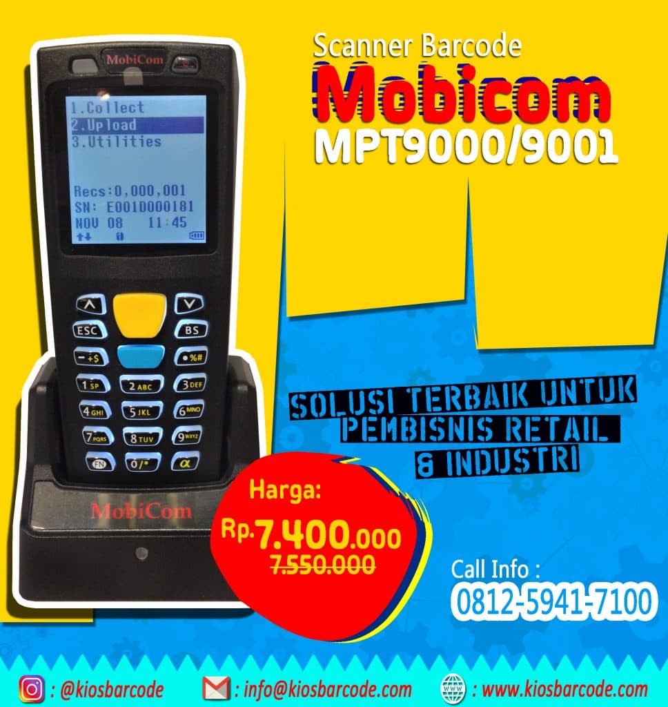 Harga Scanner Barcode Wireless Mobicom MPT9000/9001