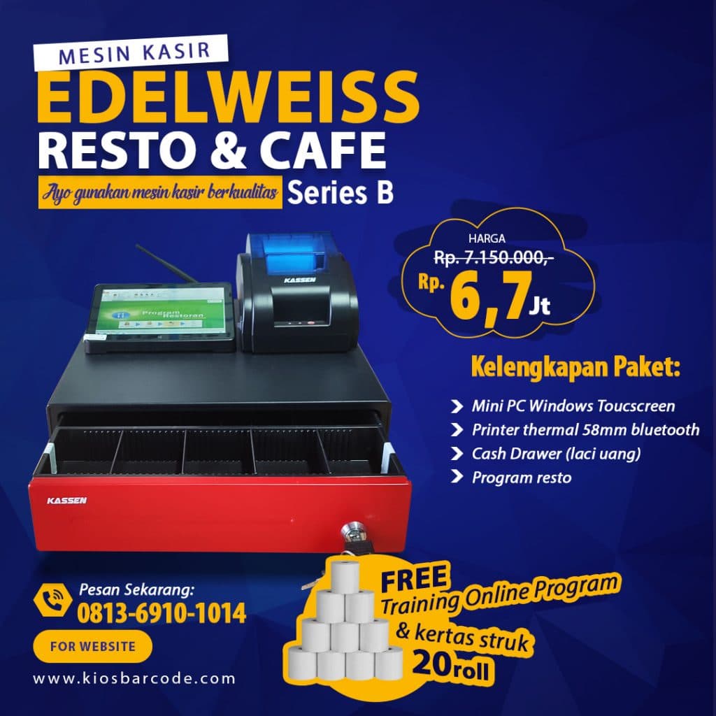 Mesin Kasir Touchscreen EDELWEISS Type B (Cafe & Resto)
