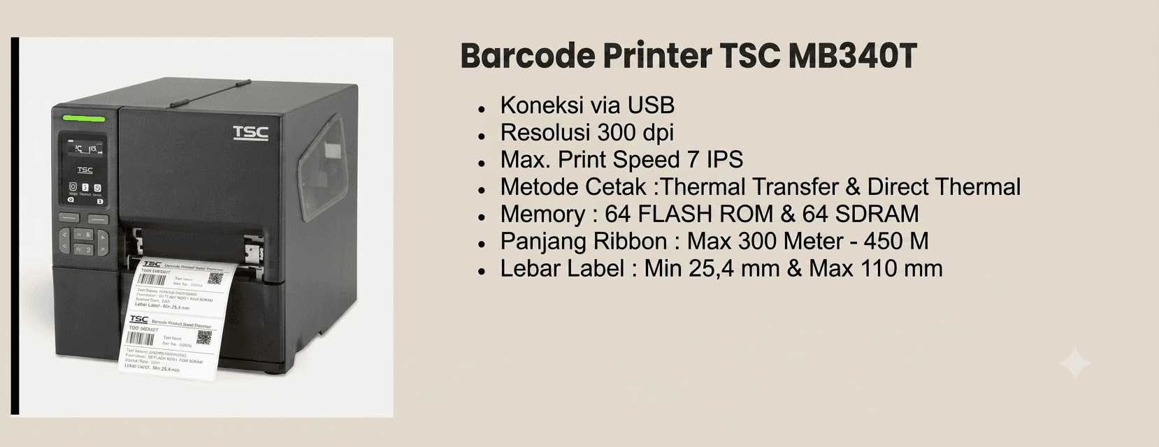 TSC MB340T: Barcode Printer Industrial dengan Kecepatan Tinggi dan Hasil Cetak Tajam