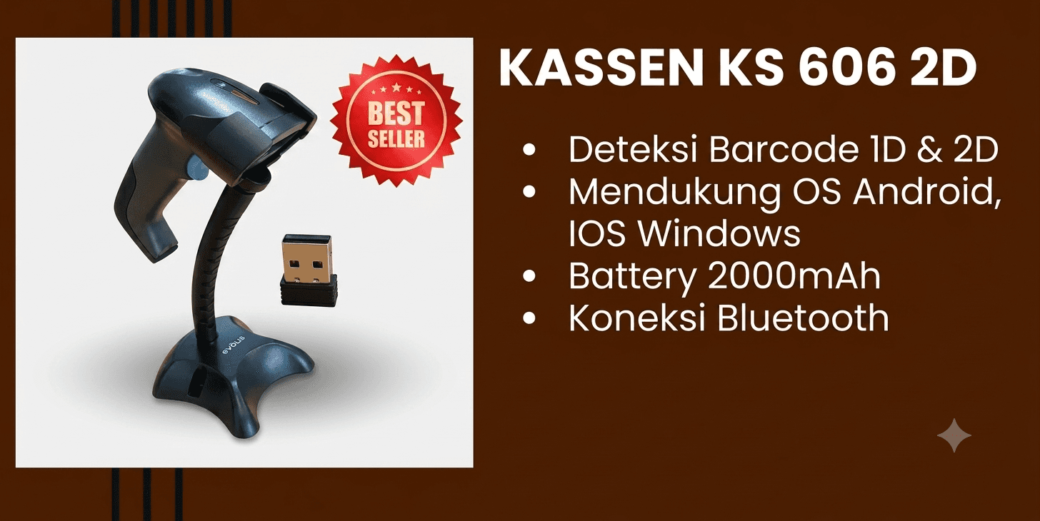KASSEN KS 606 2D: Scanner Barcode Bluetooth dengan Performa Cepat dan Fleksibel untuk Bisnis