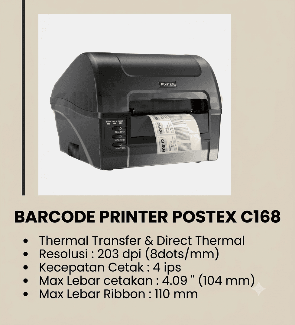 POSTEK C168: Barcode Printer Praktis dengan Performa Stabil untuk Operasional Harian