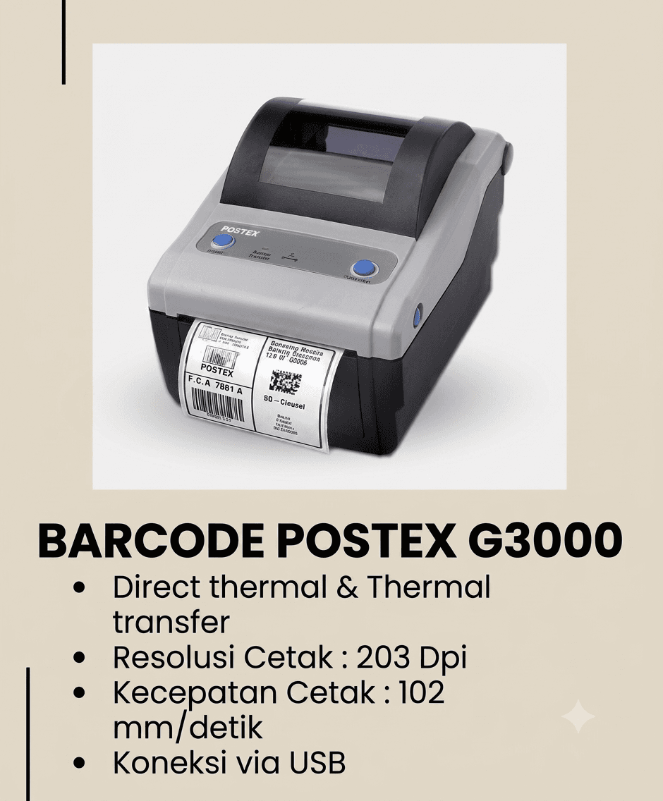 POSTEK G3000: Barcode Printer Tangguh dengan Hasil Cetak Stabil untuk Kebutuhan Industri