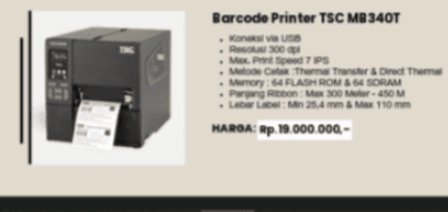TSC MB340T: Barcode Printer Industrial dengan Kecepatan Tinggi dan Hasil Cetak Tajam