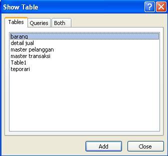 dialog show table
