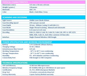 Scanner Barcode Postronix Wireless ECONO