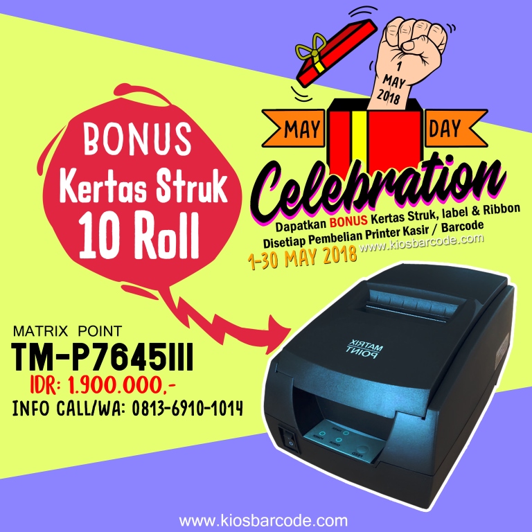 Promo Printer Matrix Point TMP7645 Plus Bonus Kertas Struk 10 roll