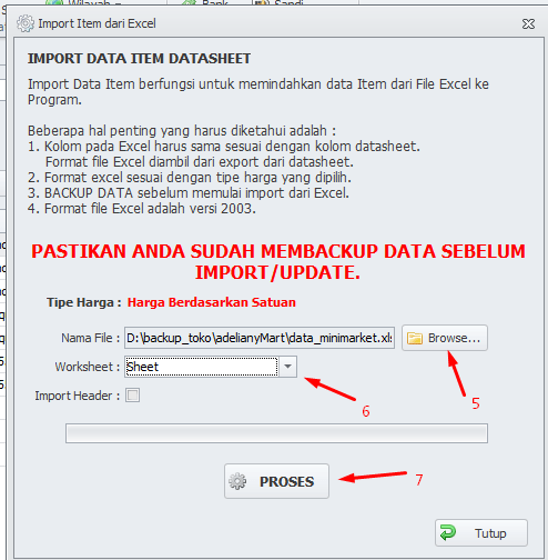 cara import data item