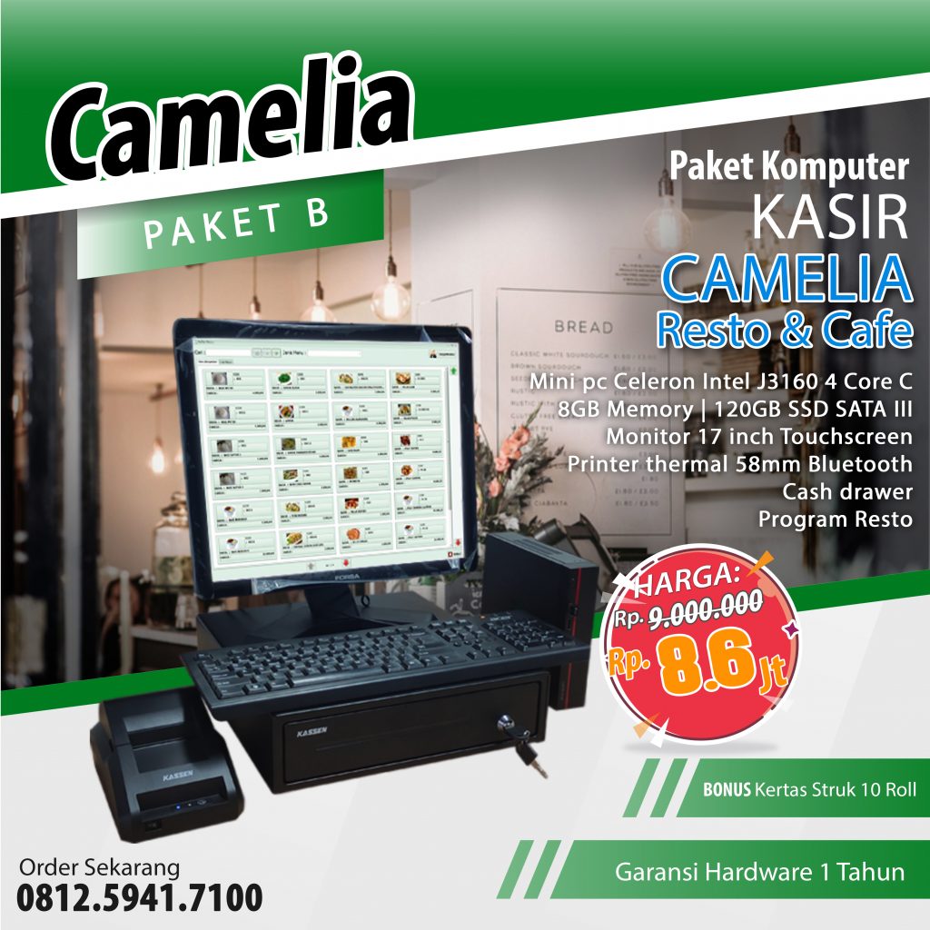 Mesin Kasir Camelia Paket B Resto & Cafe